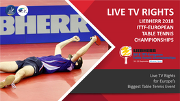 Live Tv Rights Liebherr 2018 Ittf-European Table Tennis Championships