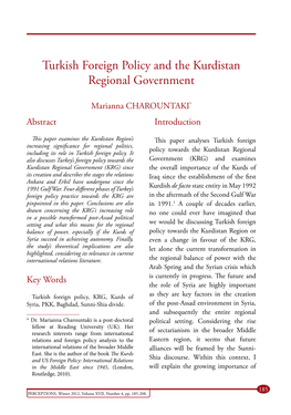 Turkish Foreign Policy and the Kurdistan Regional Government