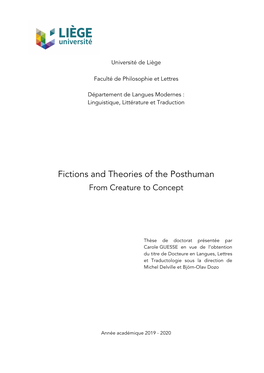Fictions and Theories of the Posthuman from Creature to Concept