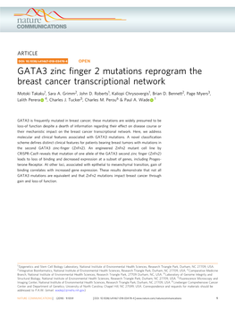 GATA3 Zinc Finger 2 Mutations Reprogram the Breast Cancer