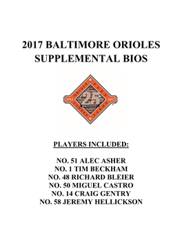 2017 Baltimore Orioles Supplemental Bios