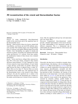 3D Reconstruction of the Crural and Thoracolumbar Fasciae