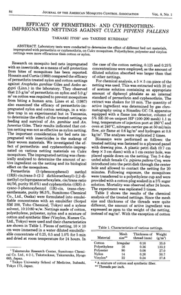 AND CYPHENOTHRIN- IMPREGNATED NETTINGS AGAINST Cuini-Pli'rcxs PALLENS