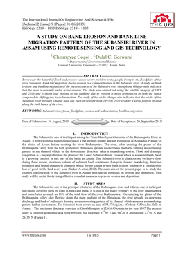 A Study on Bank Erosion and Bank Line Migration Pattern of the Subansiri River in Assam Using Remote Sensing and Gis Technology