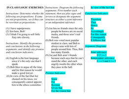 IN CLASS LOGIC EXERCISES Instructions: Determine Whether the Following Are Propositions. If Some Are Not Propositions, See If Th