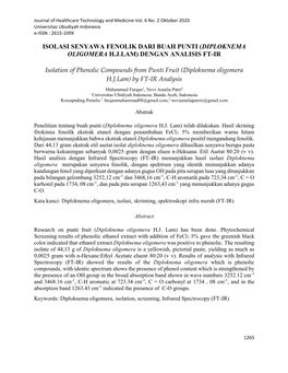 Isolasi Senyawa Fenolik Dari Buah Punti (Diploknema Oligomera H.J.Lam) Dengan Analisis Ft-Ir