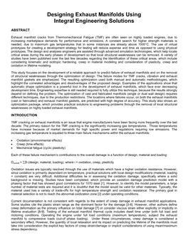 Designing Exhaust Manifolds Using Integral Engineering Solutions