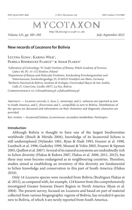 New Records of &lt;I&gt;Lecanora&lt;/I&gt;