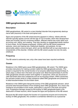 GM2-Gangliosidosis, AB Variant