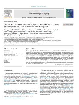 CHCHD10 Is Involved in the Development of Parkinson's