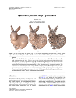 Quaternion Julia Set Shape Optimization