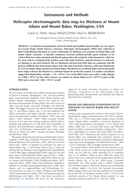 Helicopter Electromagnetic Data Map Ice Thickness at Mount Adams and Mount Baker, Washington, USA