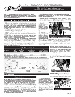 Quick Release Instructions and Bike Fitting Guide