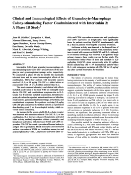 Clinical and Immunological Effects of Granulocyte-Macrophage Colony-Stimulating Factor Coadministered with Interleukin 2: a Phase IB Study 1