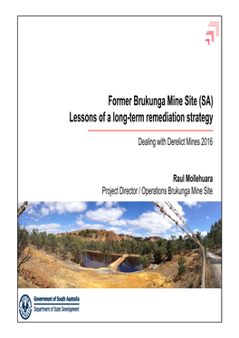 Former Brukunga Mine Site (SA) Lessons of a Long-Term Remediation Strategy