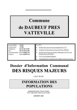 Commune De DAUBEUF PRES VATTEVILLE DES RISQUES