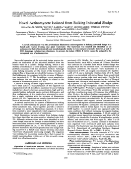 Novel Actinomycete Isolated from Bulking Industrial Sludge JOHANNA M