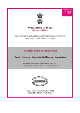 Border Security : Capacity Building and Institutions