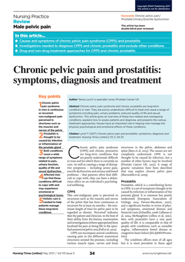 Chronic Pelvic Pain and Prostatitis: Symptoms, Diagnosis and Treatment