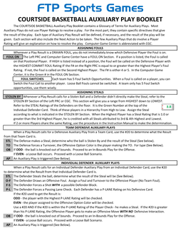 AUXILIARY PLAY BOOKLET the COURTSIDE BASKETBALL Auxiliary Play Booklet Contains a Glossary of Terms for Auxiliary Plays