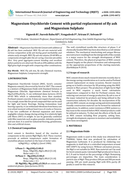 Magnesium Oxychloride Cement with Partial Replacement of Fly Ash and Magnesium Sulphate