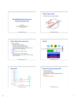 CSE 486/586 Distributed Systems Remote Procedure Call Recap