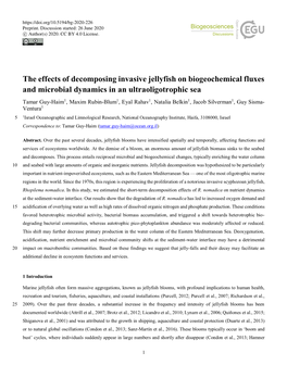 The Effects of Decomposing Invasive Jellyfish on Biogeochemical Fluxes and Microbial Dynamics in an Ultraoligotrophic