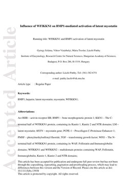 Influence of WFIKKN1 on BMP1-Mediated Activation of Latent