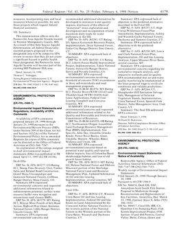 Federal Register/Vol. 63, No. 25/Friday, February 6, 1998/Notices