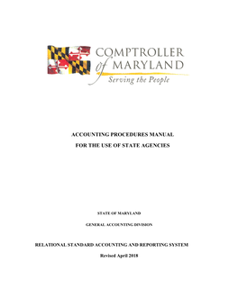 Accounting Procedures Manual for the Use of State Agencies