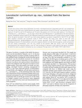 Leucobacter Ruminantium Sp. Nov., Isolated from the Bovine Rumen