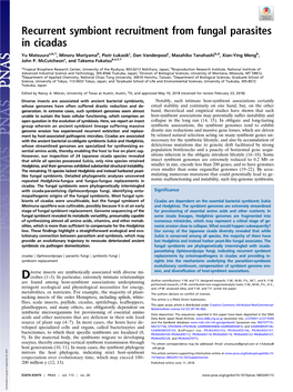 Recurrent Symbiont Recruitment from Fungal Parasites in Cicadas