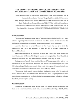 The Impacts in the Soil Provoked by the Buffalo Culture in Viana in the Lowered from Maranhão