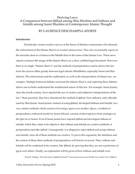 A Comparison Between Ijtihad Among Shia Muslims and Istihsan and Istislah Among Sunni Muslims in Contemporary Islamic Thought