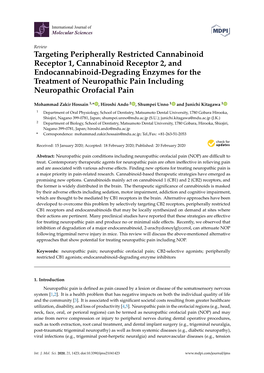 Targeting Peripherally Restricted Cannabinoid Receptor 1, Cannabinoid Receptor 2, and Endocannabinoid-Degrading Enzymes For