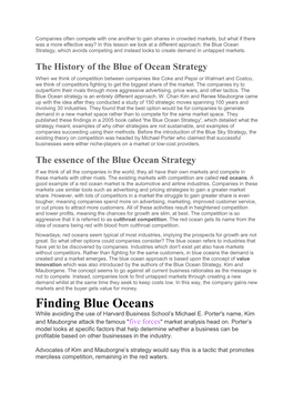 Finding Blue Oceans While Avoiding the Use of Harvard Business School’S Michael E