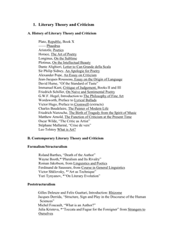 1. Literary Theory and Criticism