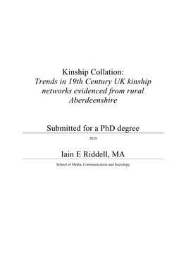 Trends in 19Th Century UK Kinship Networks Evidenced from Rural Aberdeenshire