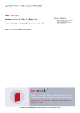 A Note on the Double Dual Graviton - Relation Between Standard and Exotic Duals of Differential Forms to Cite This Article: Marc Henneaux Et Al 2020 J