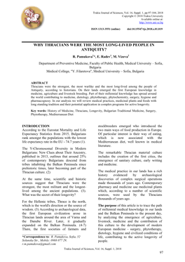 Why Thracians Were the Most Long-Lived People in Antiquity?