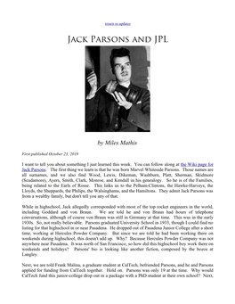 Jack Parsons and JPL