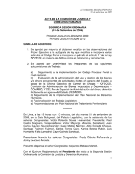 Acta De La Comisión De Justicia Y Derechos Humanos