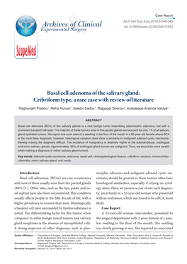 Basal Cell Adenoma of the Salivary Gland