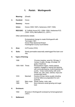 1. Parish: Worlingworth