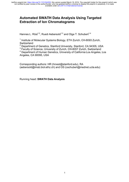 Automated SWATH Data Analysis Using Targeted Extraction of Ion Chromatograms