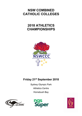 NSW Combined Catholic Colleges 2018 Athletics Championships
