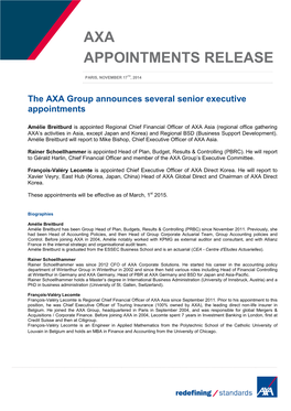 Axa Appointments Release