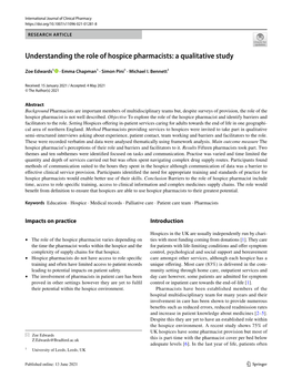 Understanding the Role of Hospice Pharmacists: a Qualitative Study