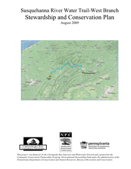 Susquehanna River Water Trail-West Branch Stewardship and Conservation Plan August 2009