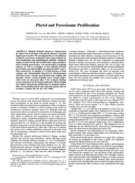 Phytol and Peroxisome Proliferation